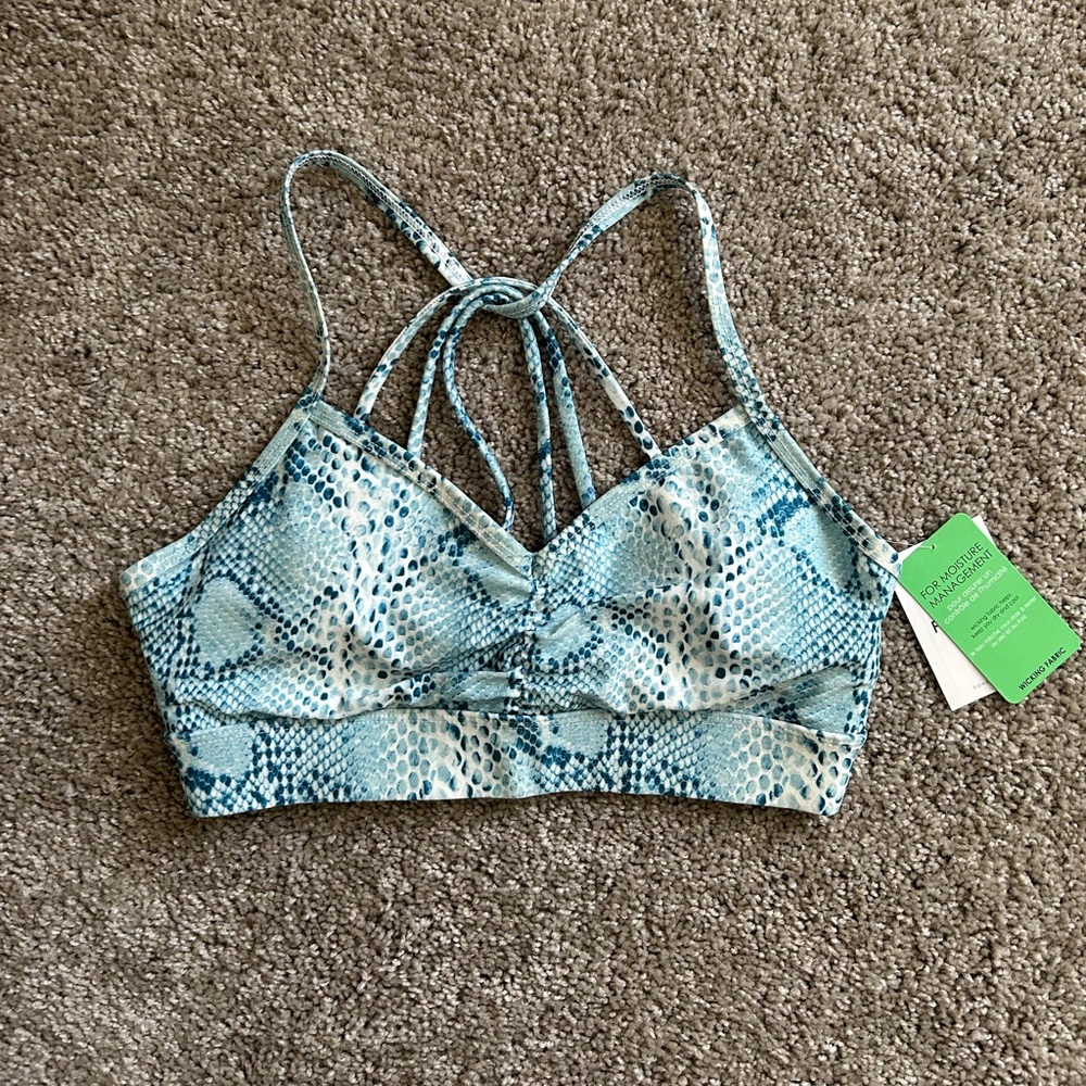 NWT Forever21 Blue Snake Print Sports Bra